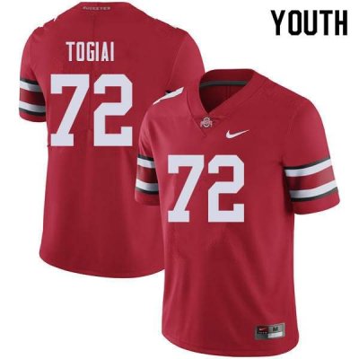 NCAA Ohio State Buckeyes Youth #72 Tommy Togiai Red Nike Football College Jersey III2545FB